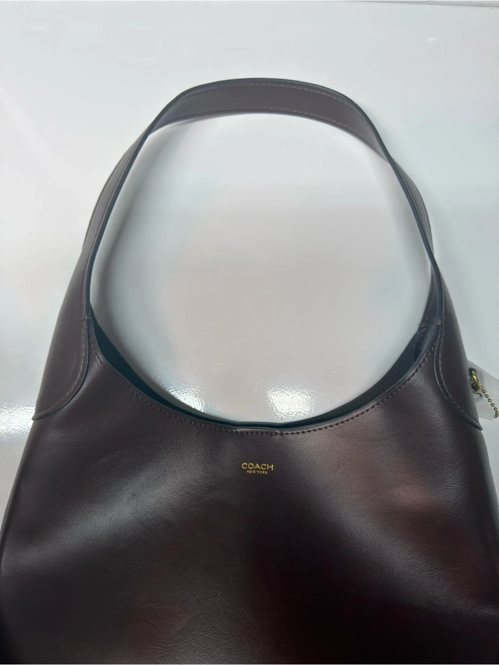 Coach Dark Brown Leather Shoulder Hobo with Gold Logo